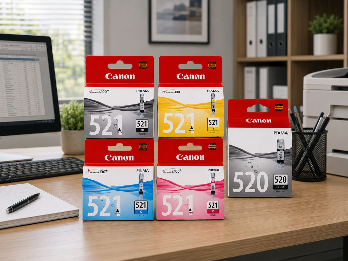 Genuine Canon PGI-520 / CLI-521 Ink Cartridge Multipack (5-Pack) for PIXMA MP550, MP560, MP640, iP4700