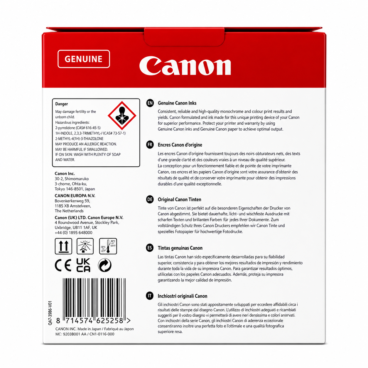 Original Canon PGI-1500XL BK/C/M/Y Multipack for MAXIFY MB2050, MB2350, MB2150, MB2750 Series