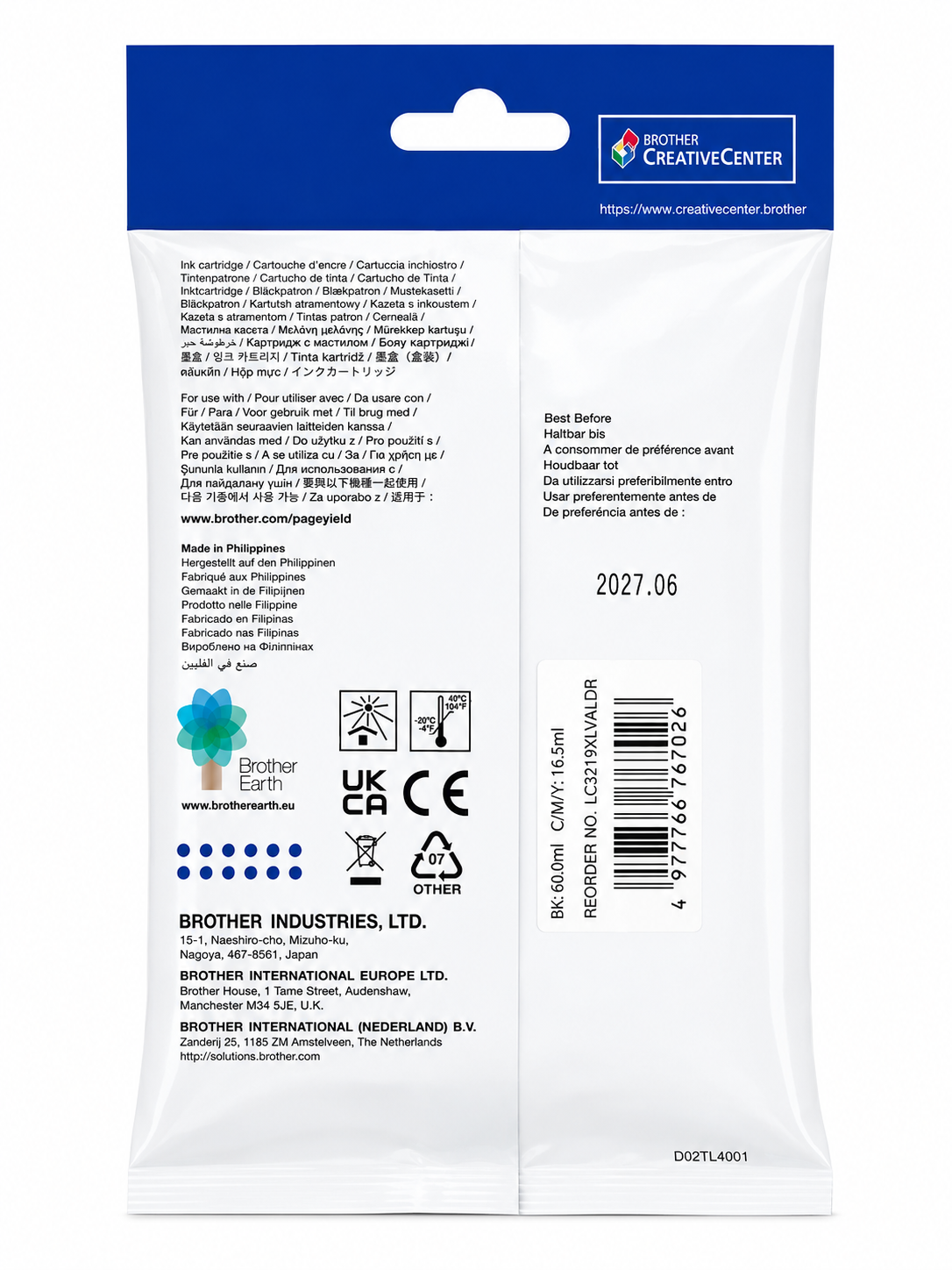 Original Brother LC3219XL Multipack Tintenpatronen Schwarz, Cyan, Magenta und Gelb