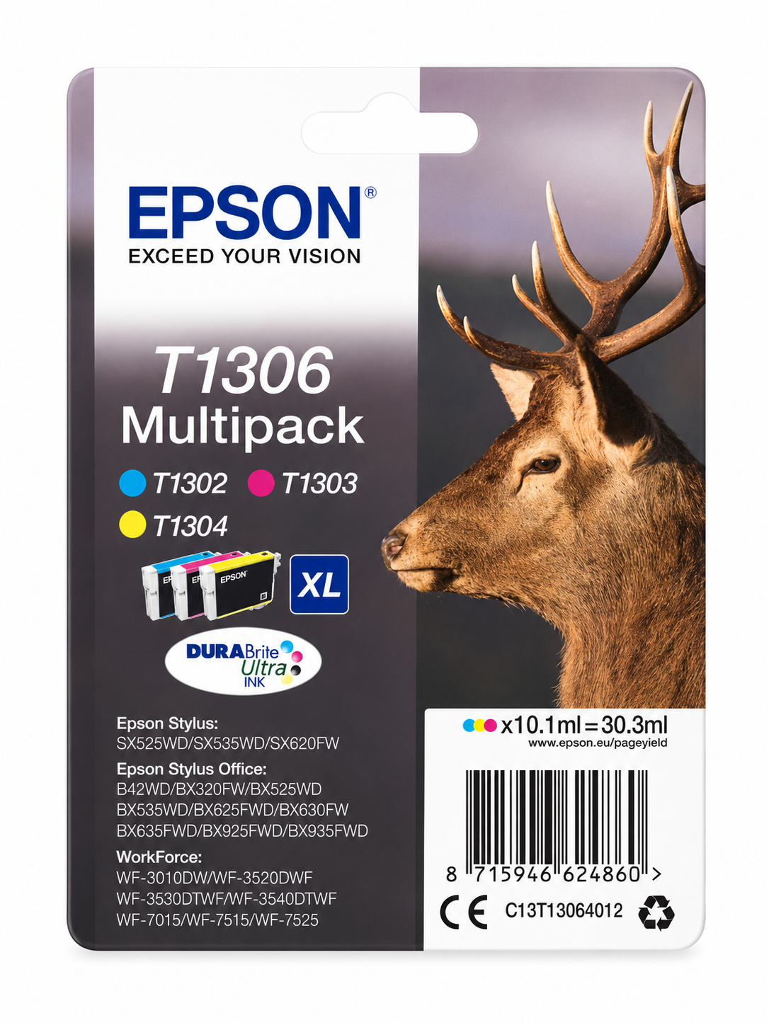 Epson T1306 Multipack Original Tintenpatronen Cyan Magenta Gelb