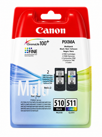 Canon PG-510 & CL-511 Tintenpatronen Multipack Schwarz & Farbe für PIXMA MG2150 MG2250 MP230 MX320