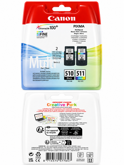 Canon PG-510 & CL-511 Tintenpatronen Multipack Schwarz & Farbe für PIXMA MG2150 MG2250 MP230 MX320