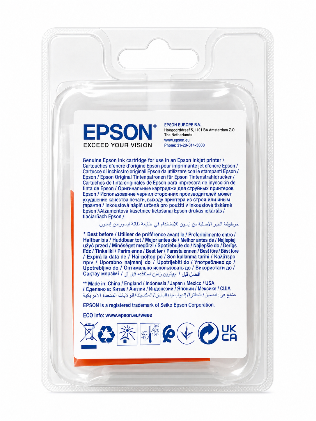 Original Epson 603 Cyan Tintenpatrone C13T03U24010 für Expression Home XP-2100, XP-3100 & WorkForce WF-2830, WF-2850