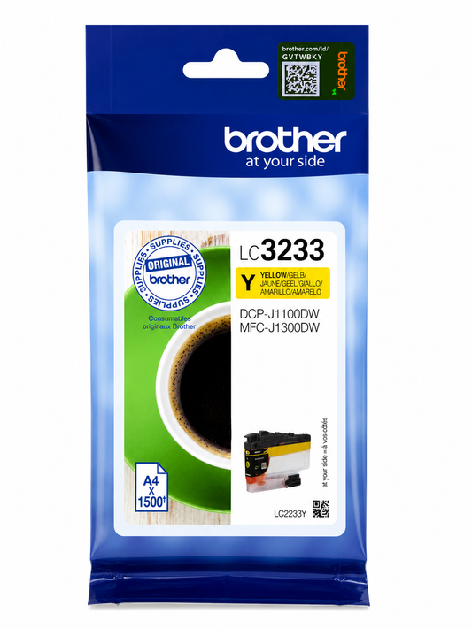 Brother LC3233 Yellow Original Ink Cartridge – High Yield (1,500 Pages)