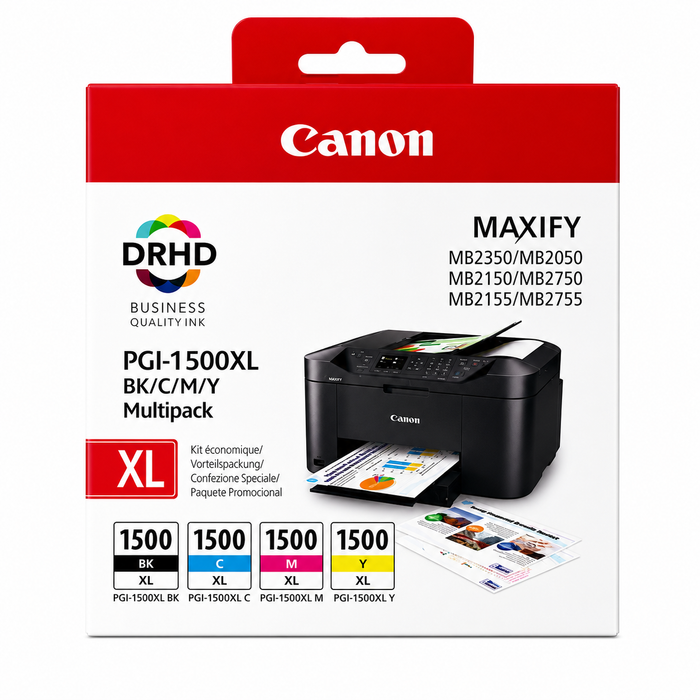 Original Canon PGI-1500XL BK/C/M/Y Multipack for MAXIFY MB2050, MB2350, MB2150, MB2750 Series