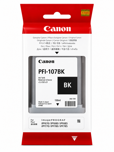 Original Canon PFI-107BK Black Ink Tank (130ml) for imagePROGRAF iPF670/iPF770/iPF780/iPF785