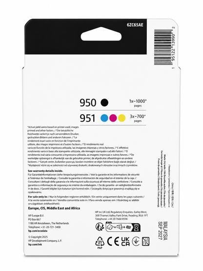 Original HP 950/951 Multipack Tintenpatronen Schwarz, Cyan, Magenta und Gelb