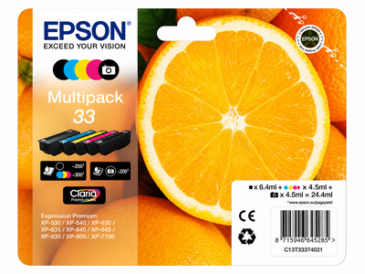 Original Epson 33 Orange Multipack Tintenpatronen mit Claria Premium Ink
