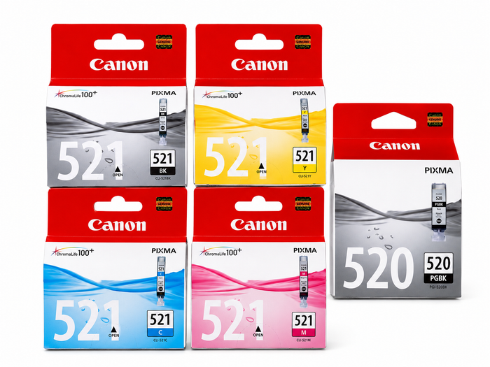 Genuine Canon PGI-520 / CLI-521 Ink Cartridge Multipack (5-Pack) for PIXMA MP550, MP560, MP640, iP4700