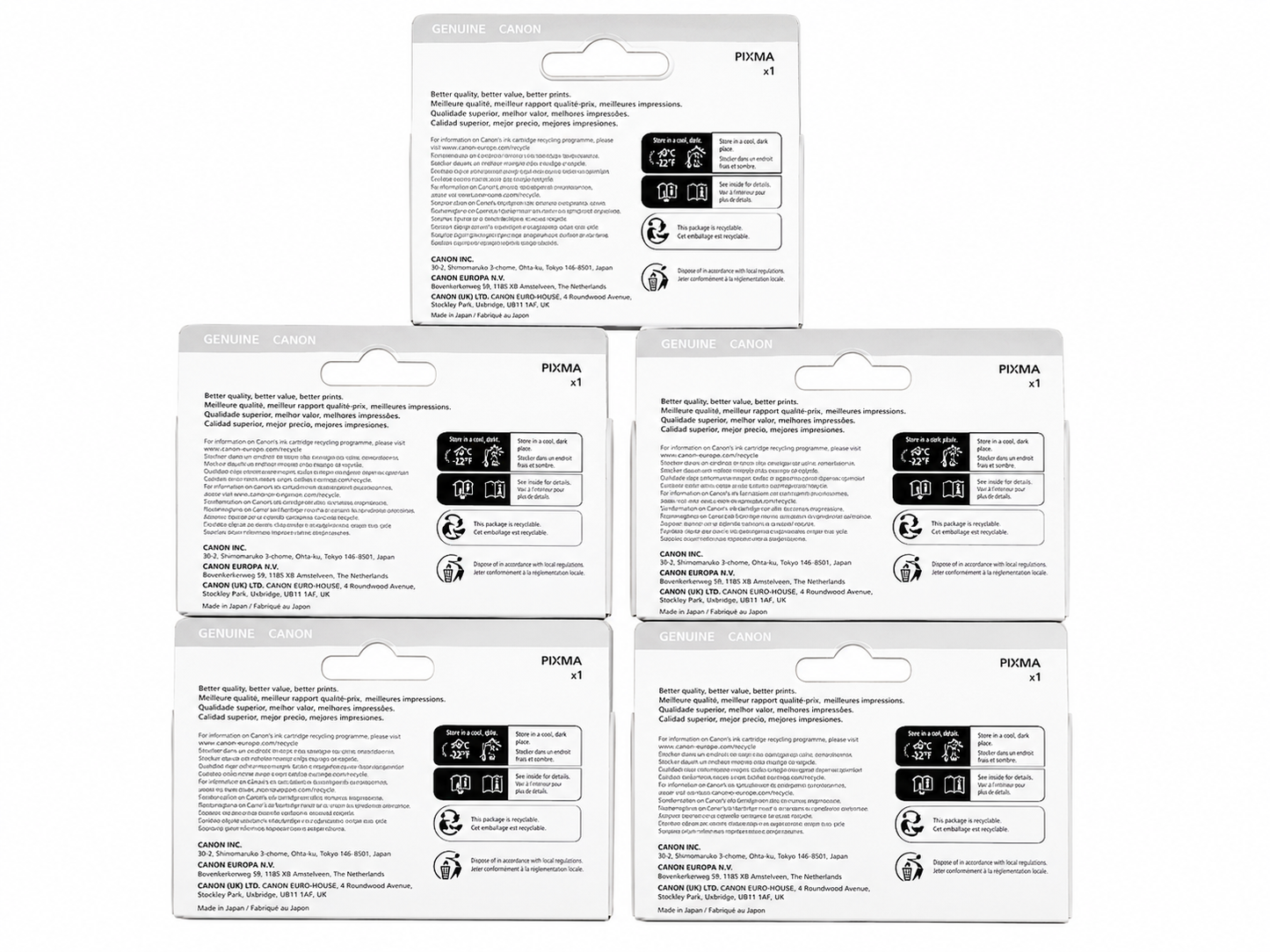 Genuine Canon PGI-520 / CLI-521 Ink Cartridge Multipack (5-Pack) for PIXMA MP550, MP560, MP640, iP4700