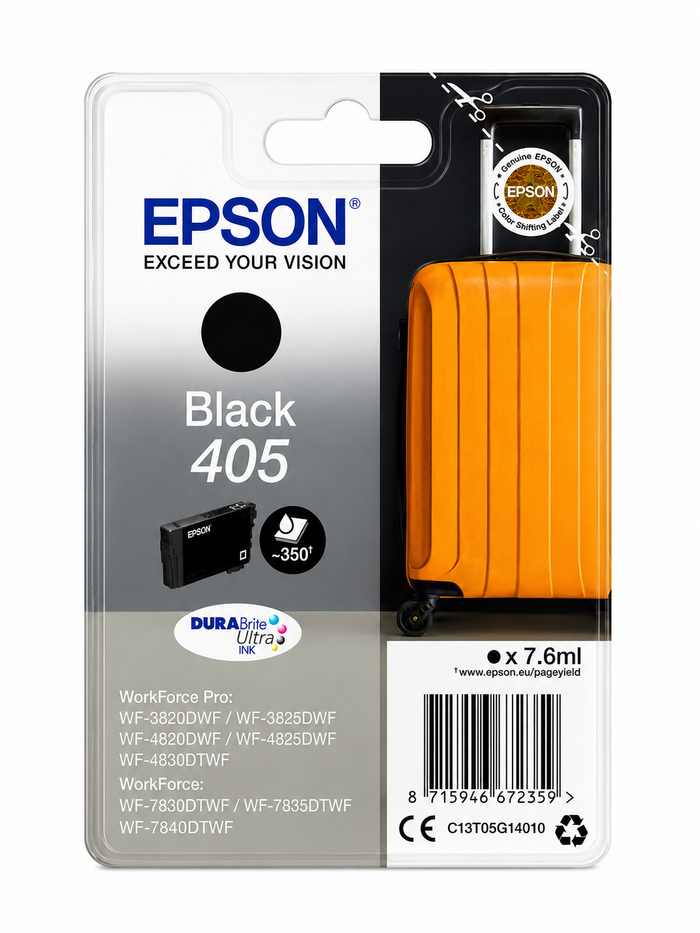 Original Epson 405 Schwarze Tintenpatrone Koffer für WorkForce Pro WF-3820/WF-4830/WF-7840 Serie