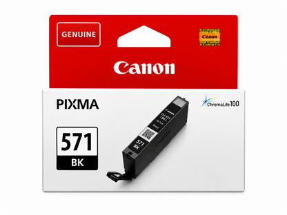 Original Canon CLI-571BK Schwarze Tintenpatrone – Standardreichweite für PIXMA MG5750, MG6850, TS5050