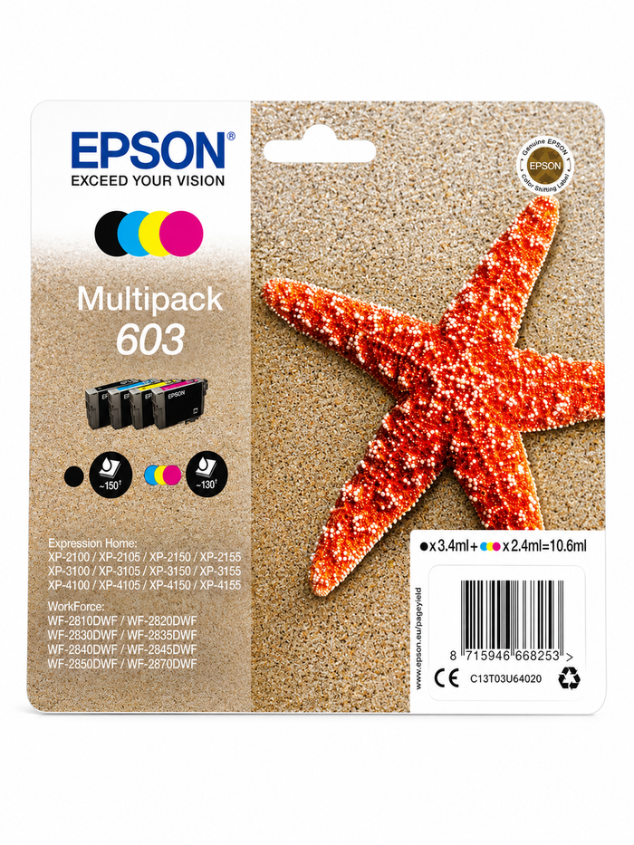 Original Epson 603 Starfish Multipack Tintenpatronen (C13T03U64020) – 4 Farben