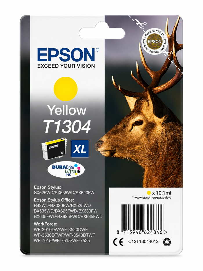 Epson T1304 Gelbe XL Tintenpatrone für WorkForce WF-7515, WF-3520DWF und Stylus Office