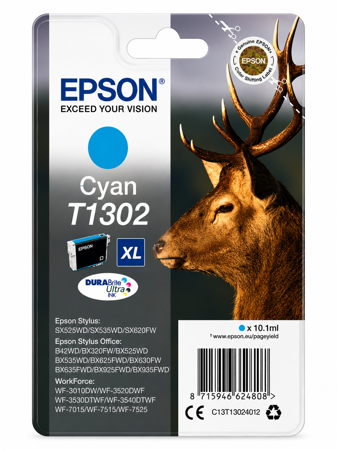 Epson T1302 Cyan XL Tinte für WorkForce WF-7515, WF-3520DWF und Stylus Office