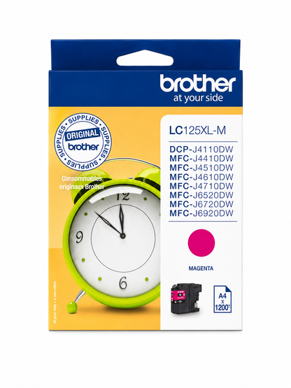 Brother LC125XL Magenta Tintenpatrone mit hoher Reichweite für MFC-J6520DW, MFC-J6920DW und DCP-J4110DW