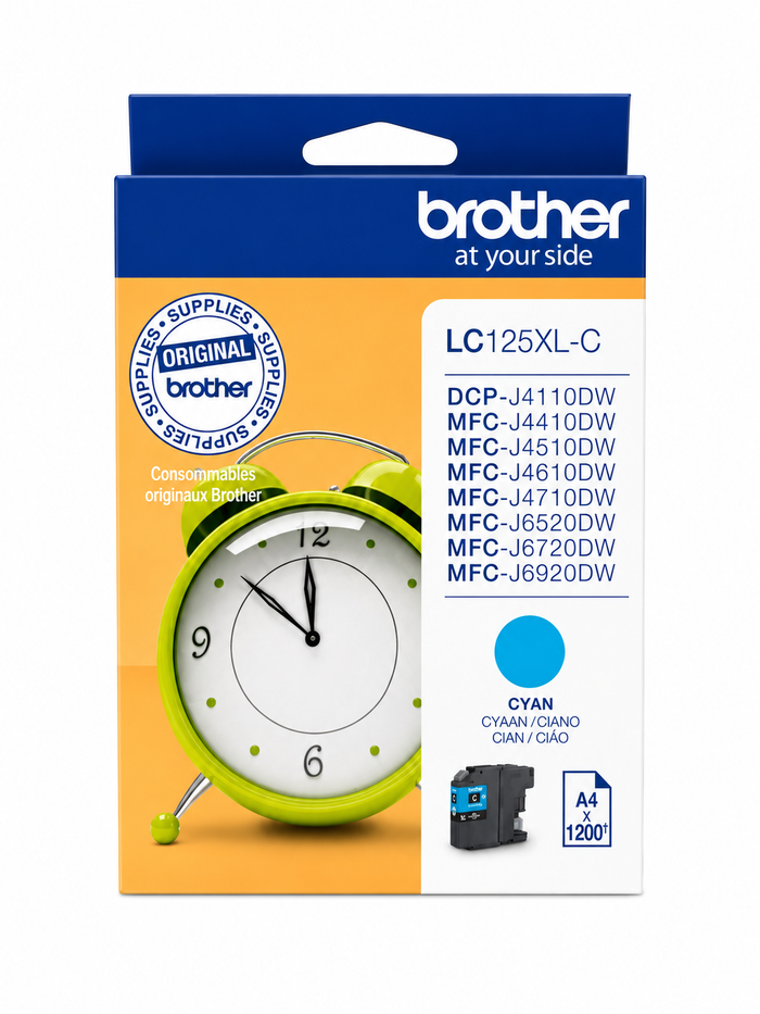 Brother LC125XL Cyan Tinte mit hoher Reichweite für MFC-J6520DW, MFC-J6920DW und DCP-J4110DW