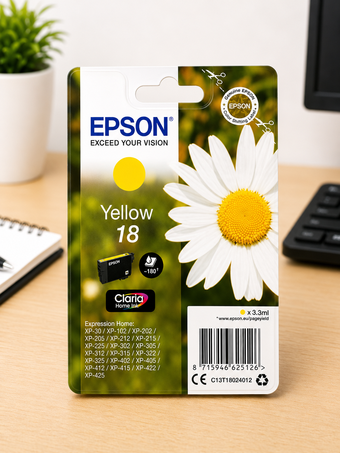 Original Epson 18 Daisy Tintenpatrone Gelb C13T18044012