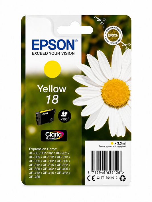 Original Epson 18 Daisy Tintenpatrone Gelb C13T18044012