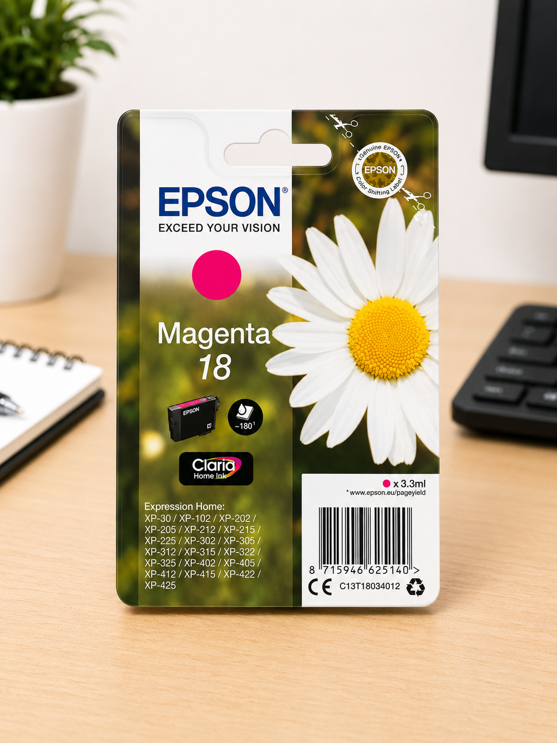 Original Epson 18 Daisy Tintenpatrone Magenta C13T18034012