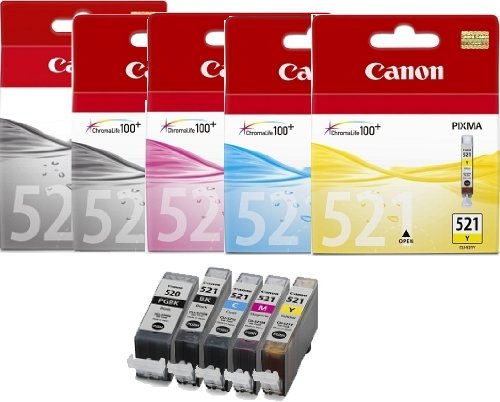 Canon PGI-520 Black & CLI-521 Black Cyan Magenta Yellow Bundle Pack