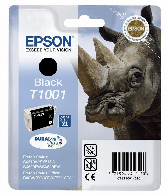 Epson T1001 Nashorn, wisch- und wasserfeste Tinte (Singlepack) schwarz
