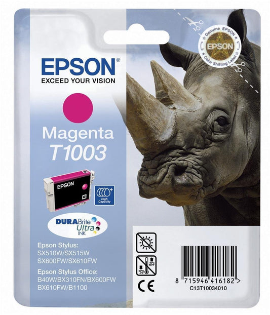 Epson T1003 Nashorn, wisch- und wasserfeste Tinte (Singlepack) magenta