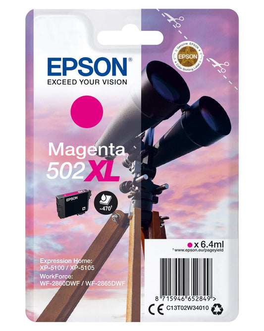 Epson Singlepack Magenta 502XL Ink SEC, C13T02W34020 (Ink SEC)