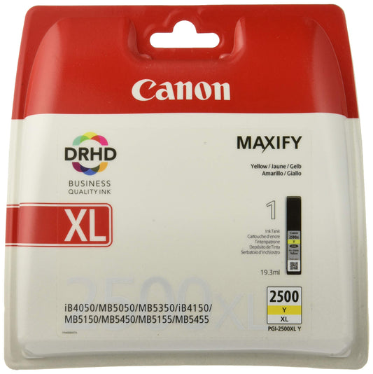 Canon PGI-2500 XL Y Druckertinte - Gelb mit hoher Reichweite 19,3 ml für MAXIFY Tintenstrahldrucker ORIGINAL