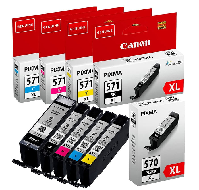 Canon Original Tintenpatronen PGI 570XL CLI 571XL Multipack (BK/C/M/Y) - Passend für PIXMA MG5700, MG5750, MG5751, MG5752, MG6800, MG6850, MG6851, MG6853, MG7700, MG7750, MG7751, MG7752, MG7753