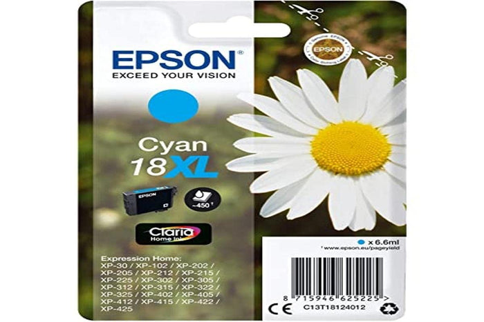 Epson C13T18124022 Cyan Original Tintenpatronen Pack of 1, XL