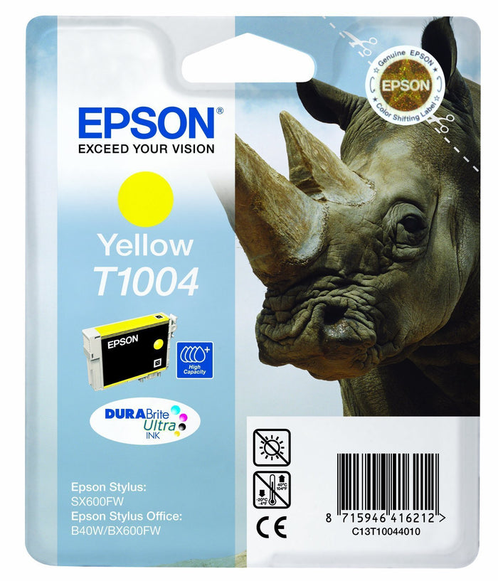 Epson T1004 Nashorn, wisch- und wasserfeste Tinte (Singlepack) gelb